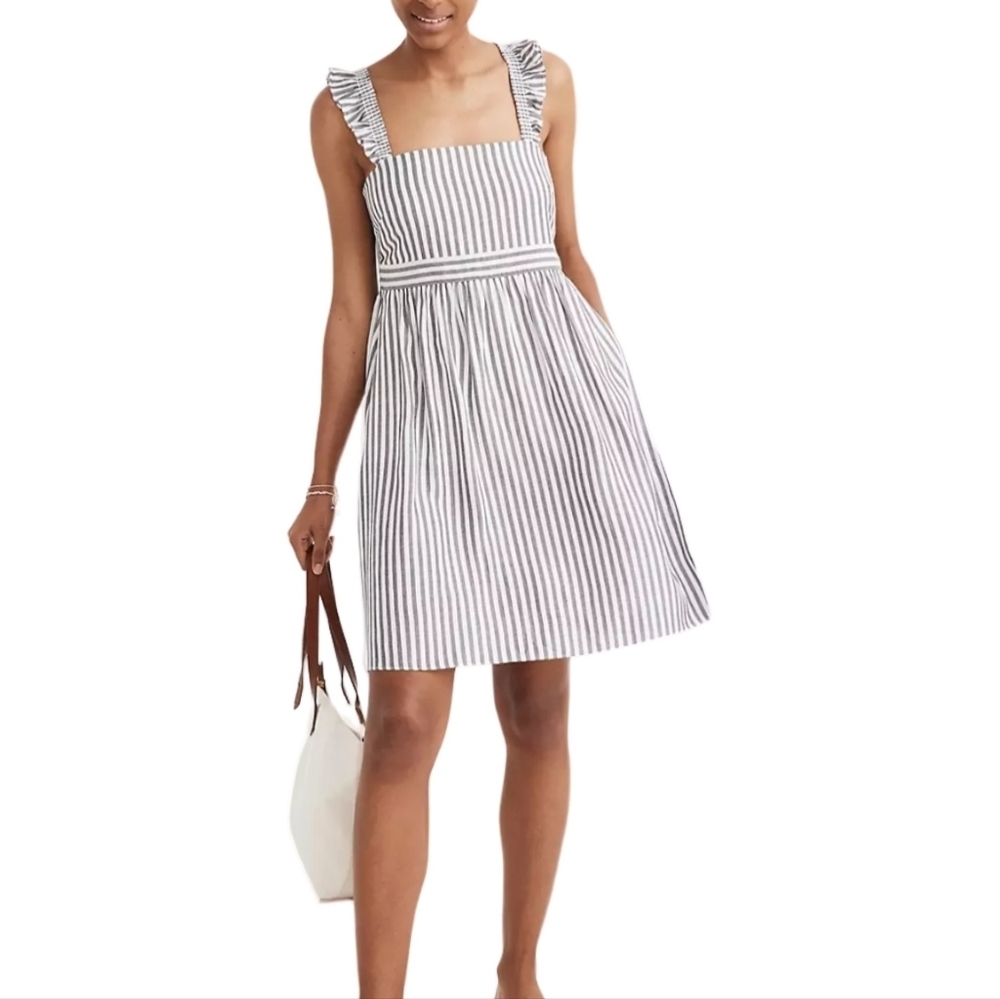 NWT Madewell Striped Ruffle Strap Empire Mini Dress